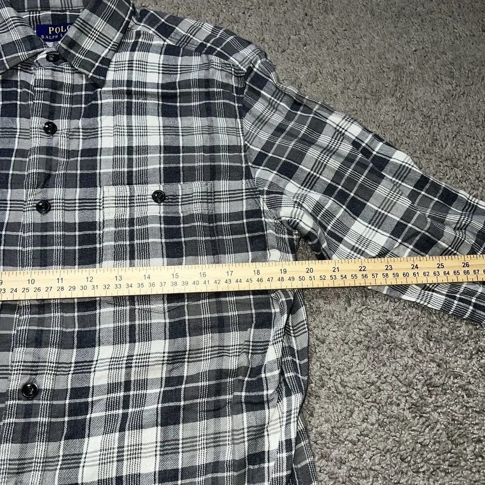 NWOT Polo‎ Ralph Lauren Mens Plaid Flannel Shirt  Gray Casual Preppy Medium